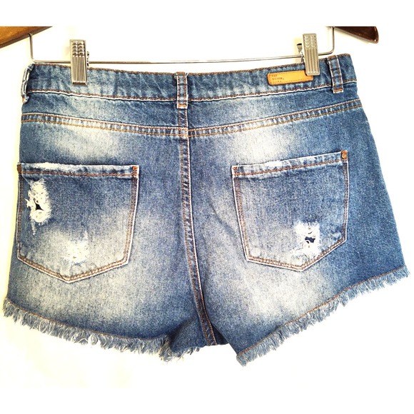 Zara TRF Denim Cut Off Shorts Destroyed Jean Short Small Summer festival gear - Picture 2 of 9
